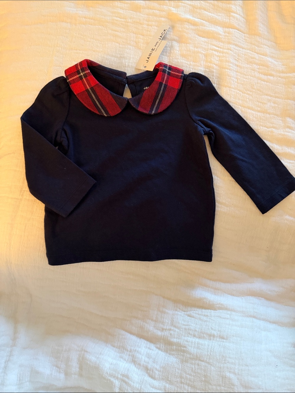 Janie and Jack Plaid Collar Long Sleeve Holiday Shirt NWT 3-6months girls